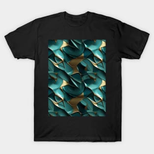 Funky Facade: Trompe-l’oeil Green Turquoise and Gold T-Shirt